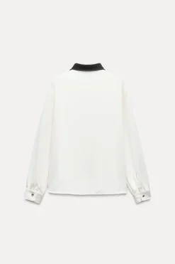 Sale CAMISA CREPE CUELLO COMBINADO Mujer Camisas / Blusas