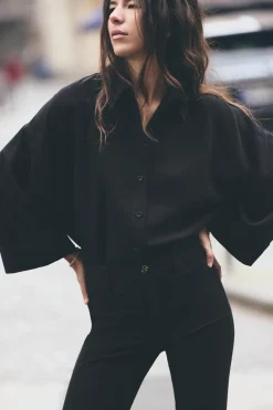 Online CAMISA CREPE MANGA VUELTA Mujer Camisas / Blusas