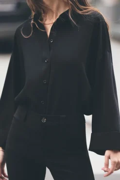 Online CAMISA CREPE MANGA VUELTA Mujer Camisas / Blusas