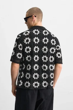 Hot CAMISA CROCHET GEOMÉTRICO Hombre Camisas