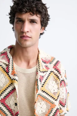 Sale CAMISA CROCHET GEOMÉTRICO Hombre Camisas