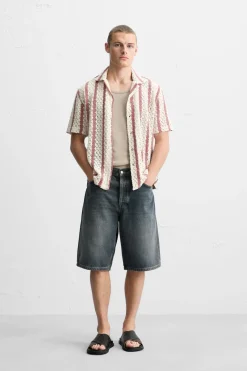 Discount CAMISA CROCHET RAYAS Hombre Camisas