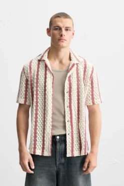Discount CAMISA CROCHET RAYAS Hombre Camisas