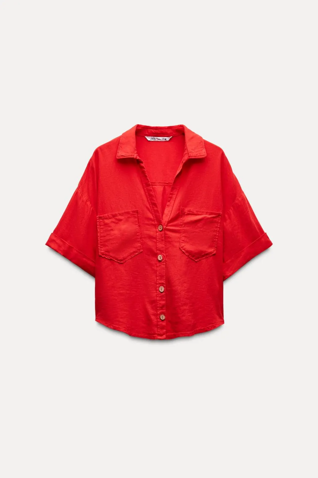 Online CAMISA CROP CON LINO Mujer Camisas / Blusas