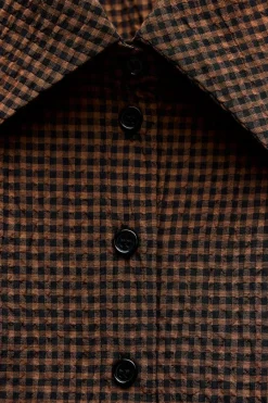 Hot CAMISA CROP CUADROS CUELLO BOBO Mujer Camisas / Blusas