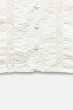 Online CAMISA CROP CUELLO BOBO Mujer Camisas / Blusas