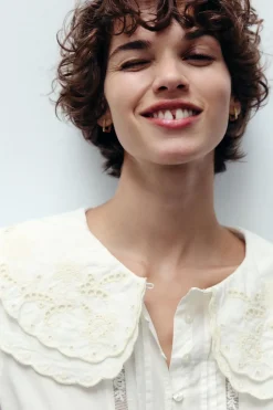 Online CAMISA CROP CUELLO BOBO Mujer Camisas / Blusas