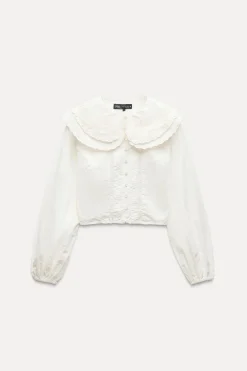 Online CAMISA CROP CUELLO BOBO Mujer Camisas / Blusas