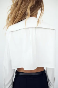 Outlet CAMISA CROP CUELLO BOBO Mujer Camisas / Blusas