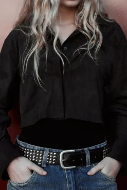 Clearance CAMISA CROP EFECTO ANTE Mujer Camisas / Blusas