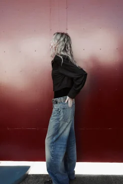 Clearance CAMISA CROP EFECTO ANTE Mujer Camisas / Blusas