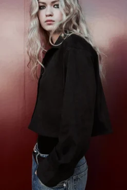 Clearance CAMISA CROP EFECTO ANTE Mujer Camisas / Blusas