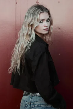 Clearance CAMISA CROP EFECTO ANTE Mujer Camisas / Blusas