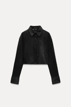 Clearance CAMISA CROP EFECTO ANTE Mujer Camisas / Blusas