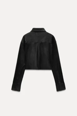 Clearance CAMISA CROP EFECTO ANTE Mujer Camisas / Blusas