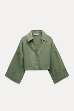 Hot CAMISA CROP FLUIDA Mujer Camisas / Blusas