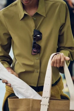 Online CAMISA CROP MANGA CODO Mujer Camisas / Blusas