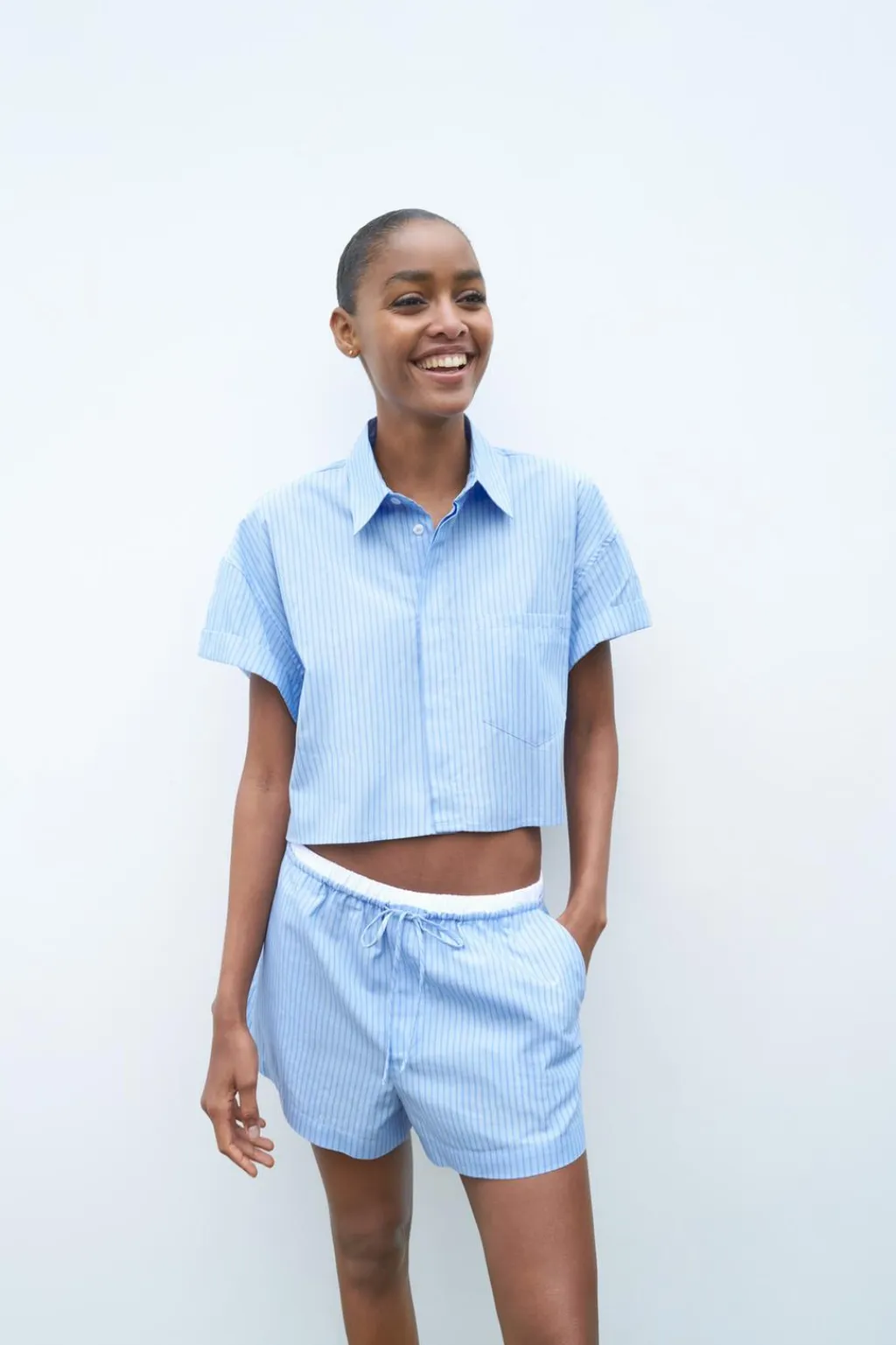 Online CAMISA CROP POPELÍN Mujer Camisas / Blusas