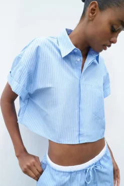 Online CAMISA CROP POPELÍN Mujer Camisas / Blusas