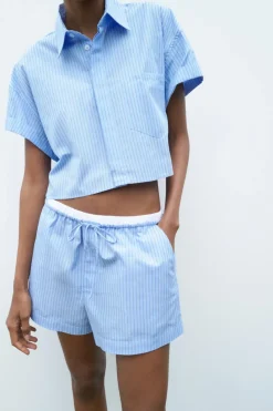 Online CAMISA CROP POPELÍN Mujer Camisas / Blusas