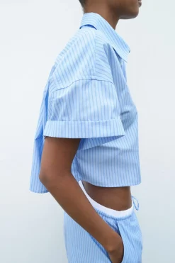 Online CAMISA CROP POPELÍN Mujer Camisas / Blusas