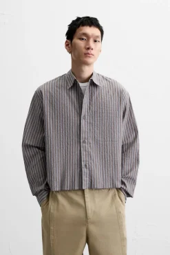 Discount CAMISA CROPPED FIT RAYAS Hombre Camisas