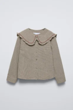Niños ZARA 6 - 14 Años·Blusas / Camisas<CAMISA CUADRO VICHY CUELLO BOBO