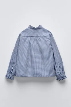 Niños ZARA 6 - 14 Años·Blusas / Camisas<CAMISA CUADRO VICHY VOLANTES