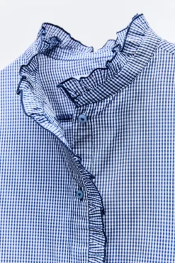 Niños ZARA 6 - 14 Años·Blusas / Camisas<CAMISA CUADRO VICHY VOLANTES