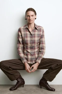 Online CAMISA CUADROS HOMBRERAS ZW COLLECTION Mujer Camisas / Blusas