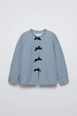 Niños ZARA 6 - 14 Años·Blusas / Camisas<CAMISA CUADROS LAZOS VELVET