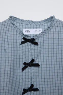 Niños ZARA 6 - 14 Años·Blusas / Camisas<CAMISA CUADROS LAZOS VELVET