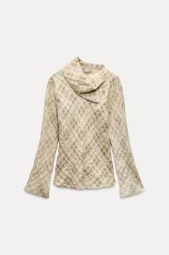 Online CAMISA CUADROS MEZCLA LINO ZW COLLECTION Mujer Camisas / Blusas