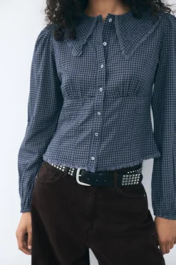 Best CAMISA CUELLO BOBO CUADROS VICHY Mujer Camisas / Blusas