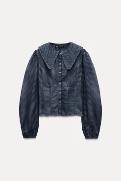 Best CAMISA CUELLO BOBO CUADROS VICHY Mujer Camisas / Blusas