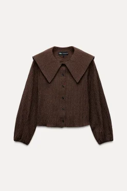 Fashion CAMISA CUELLO BOBO CUADROS Mujer Camisas / Blusas