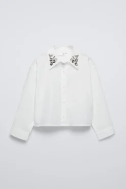 Niños ZARA 6 - 14 Años·Blusas / Camisas<CAMISA CUELLO JOYAS