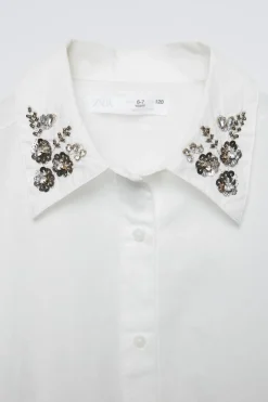 Niños ZARA 6 - 14 Años·Blusas / Camisas<CAMISA CUELLO JOYAS