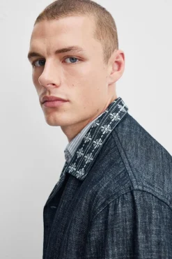 Hot CAMISA DENIM BORDADOS Hombre Camisas