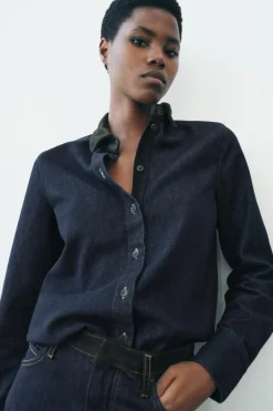 Sale CAMISA DENIM COMBINADA ZW COLLECTION Mujer Camisas / Blusas