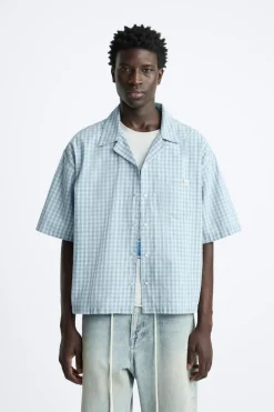 New CAMISA DENIM CUADROS Hombre Camisas