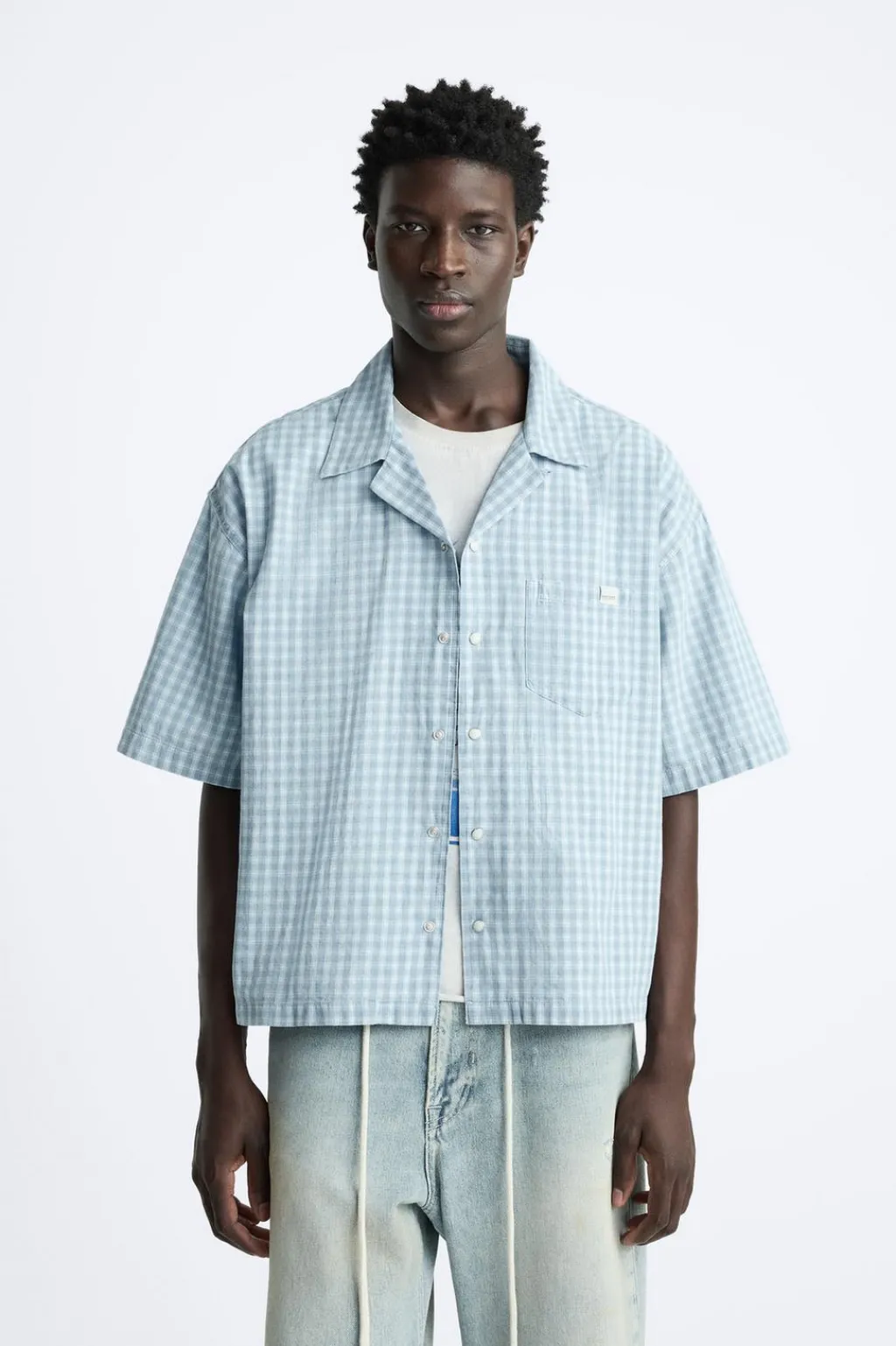 New CAMISA DENIM CUADROS Hombre Camisas