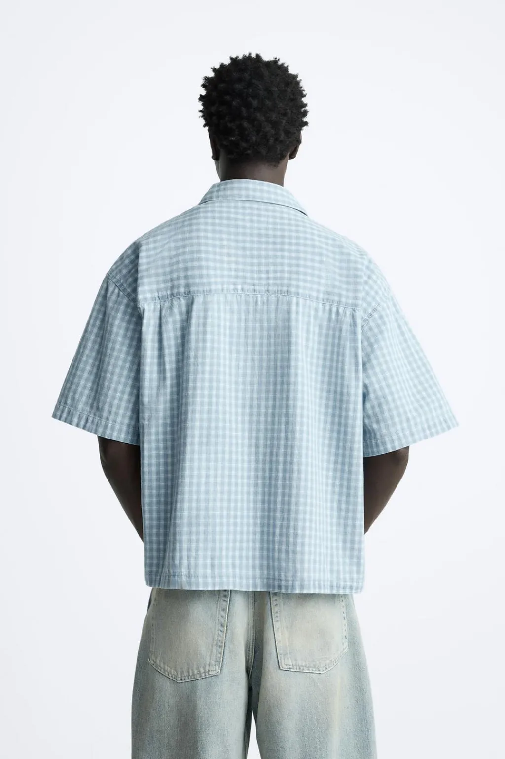 New CAMISA DENIM CUADROS Hombre Camisas