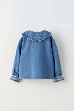 Niños ZARA 1½ - 6 Años·Camisas|1½ - 6 Años·Jeans / Denim<CAMISA DENIM CUELLO BORDADO