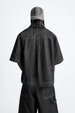 Discount CAMISA DENIM PESPUNTES CONTRASTE Hombre Camisas