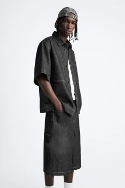 Discount CAMISA DENIM PESPUNTES CONTRASTE Hombre Camisas