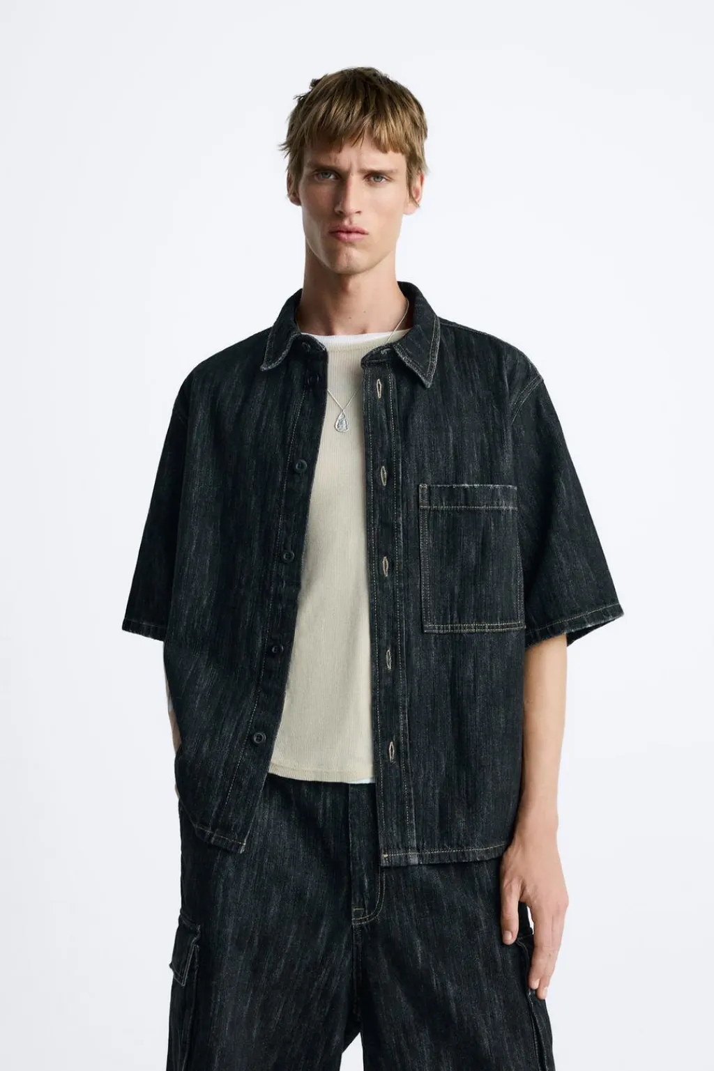 Outlet CAMISA DENIM TEXTURA Hombre Camisas