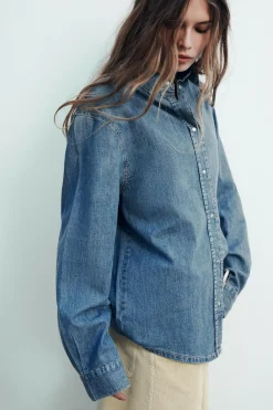 New CAMISA DENIM TRF Mujer Camisas / Blusas