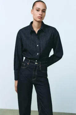 Outlet CAMISA DENIM TRF BOLSILLO Mujer Camisas / Blusas