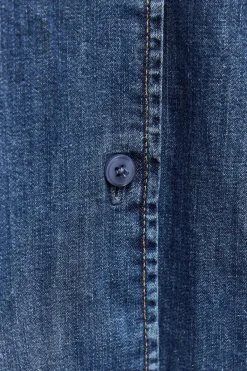 Clearance CAMISA DENIM TRF CUELLO BOBO Mujer Camisas / Blusas